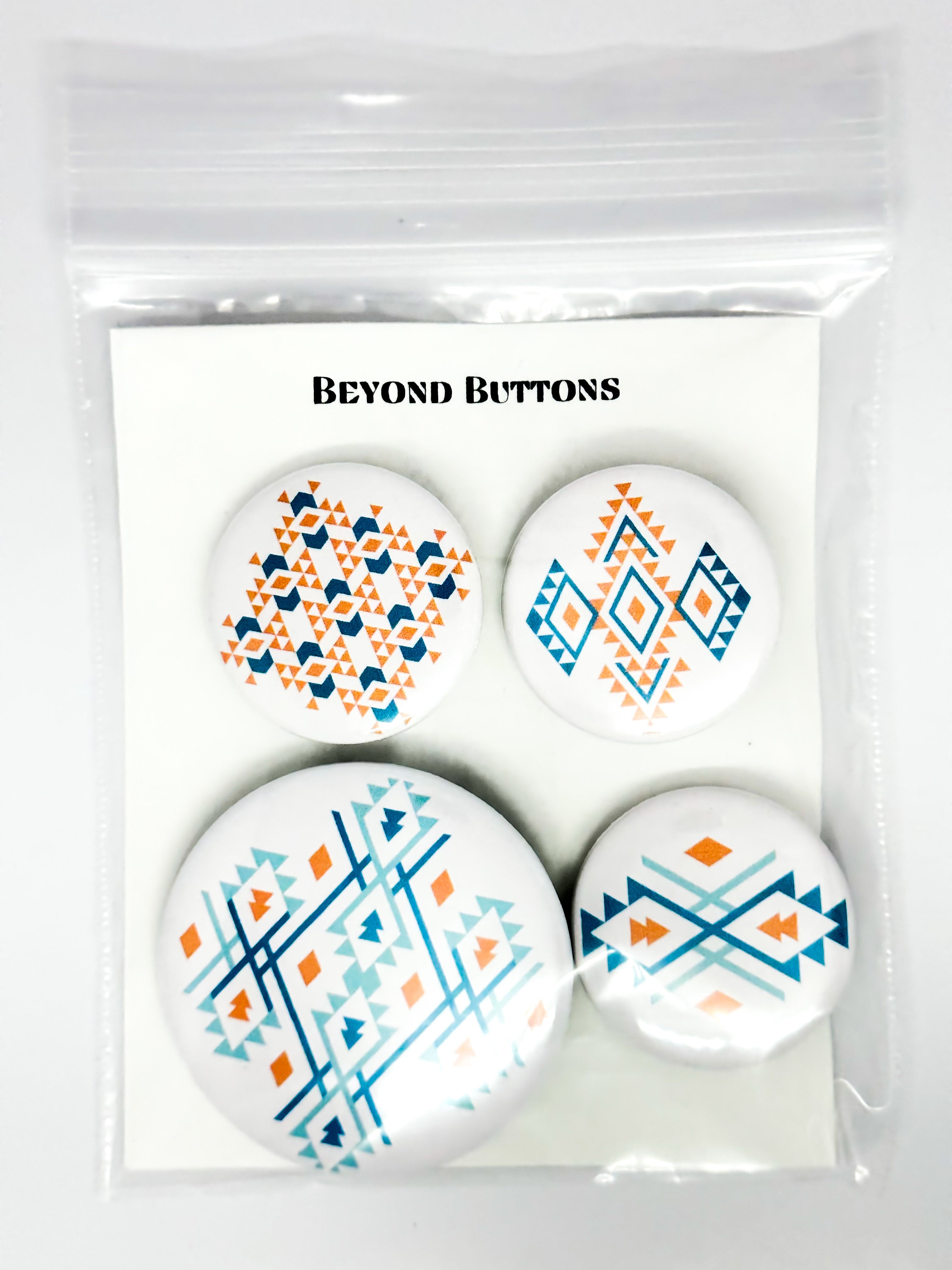 Four Pack, Aztec theme buttons | Beyond Buttons